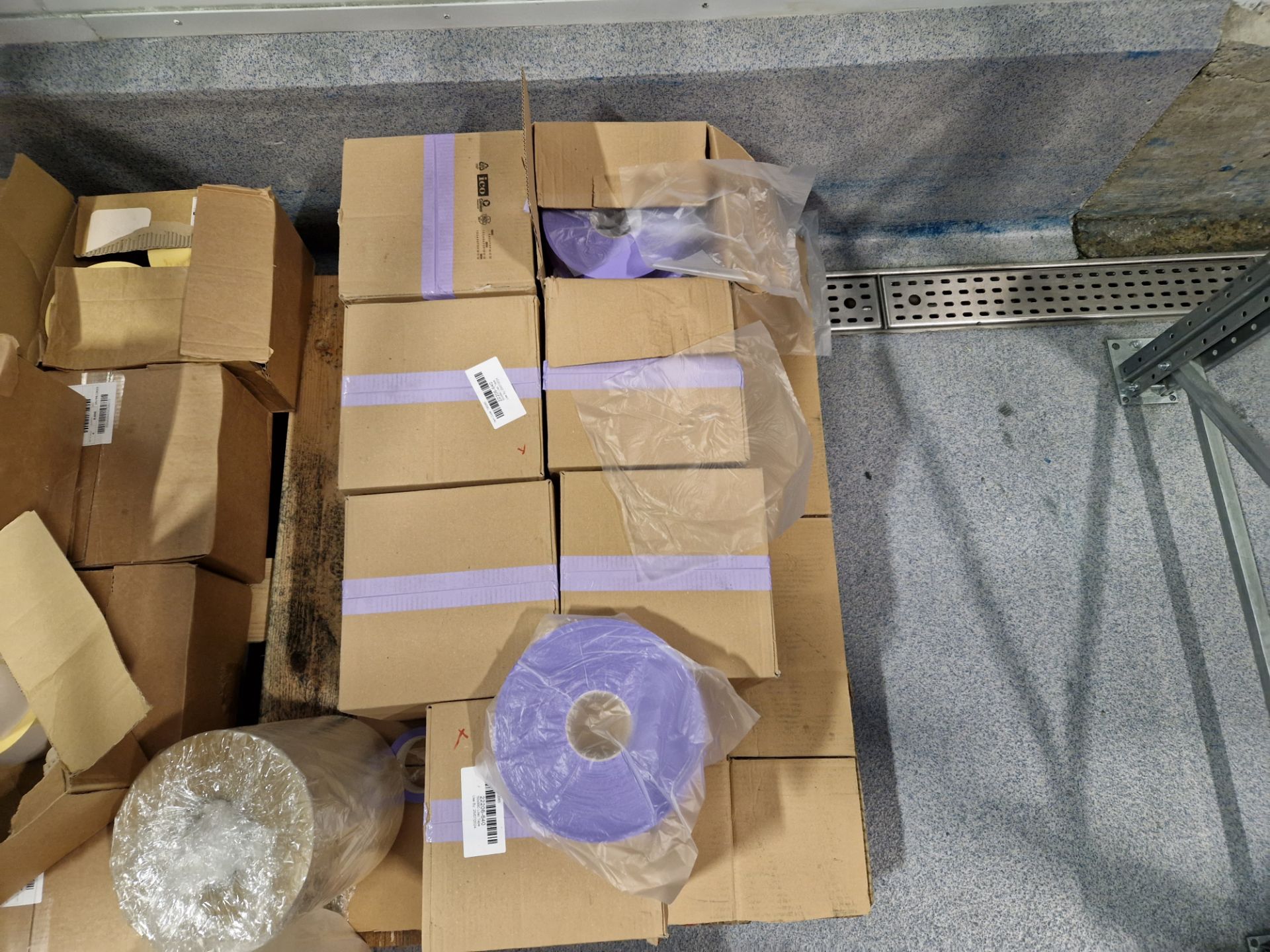 Quantity of Vibac 6 Trasp 48x990 105 Tape, White Labels and Puple Tape, as loted - Image 3 of 5