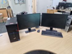 Fujitsu Esprimo P410 E85+ Core i5 Desktop PC, Two Monitors, Keyboard & Mouse