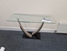 Curved Metal Framed Glass Top Side Table
