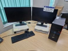 Fujitsu Esprimo P420 E85+ Core i5 Desktop PC, Two Monitors, Keyboard & Mouse