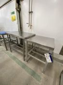 Two Stainless Steel Benches, one approx. 590mm x 600mm and one approx. 900mm x 600mmPlease read