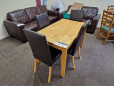 Light Oak Dining Table & Four Leatherette Dining Chairs