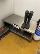 Contents of Room, including stainless steel wall mounted glove case, stainless steel boot rack and