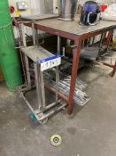 Assorted Stainless Steel Off-cuts & Trolley, as set out under benchPlease read the following