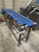 Stainless Steel Framed Belt Conveyor, approx. 1.75m centres long x 240mm wide on beltPlease read the