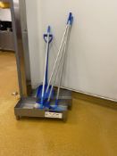 Two Stainless Steel Cleaning Tool Trays, each approx. 660mm x 250mm, with scrapers and shovelsPlease