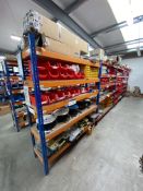 Four Bay Multi-Tier Steel Stock Rack, each bay mainly approx. 1.83m x 560mm x 2m high (contents