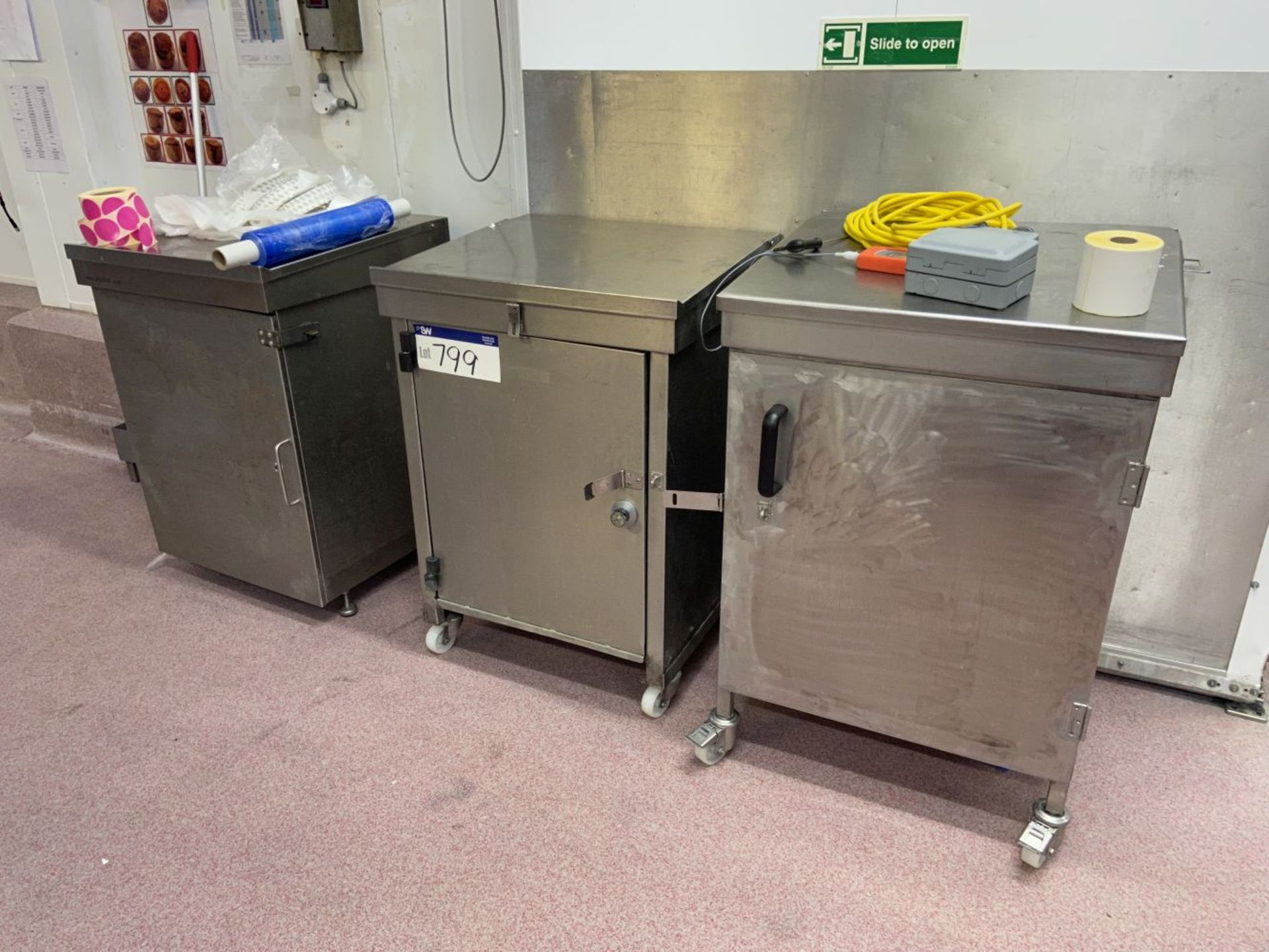 Three Single Door Stainless Steel Cabinet, each approx. 270mm x 640mmPlease read the following