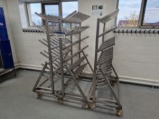 Three Mobile Stainless Steel 24 Pair Boot Racks