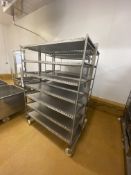 Two Stainless Steel Double Sided Seven Tier Rack/ Trolley, approx. 1.3m x 890mm x 1.85m