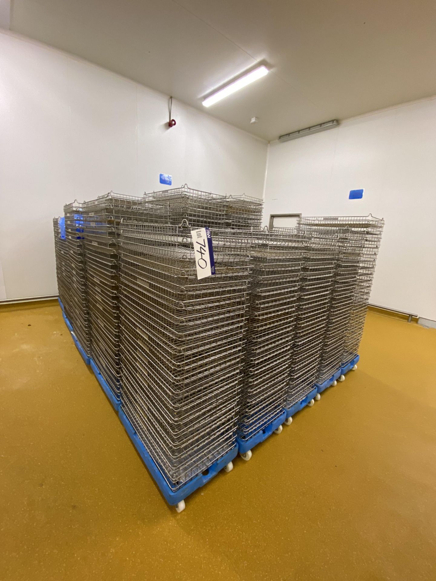 Quantity of Stainless Steel Wire Mesh Baking Trays, each approx. 740mm x 460mm, with 29 plastic