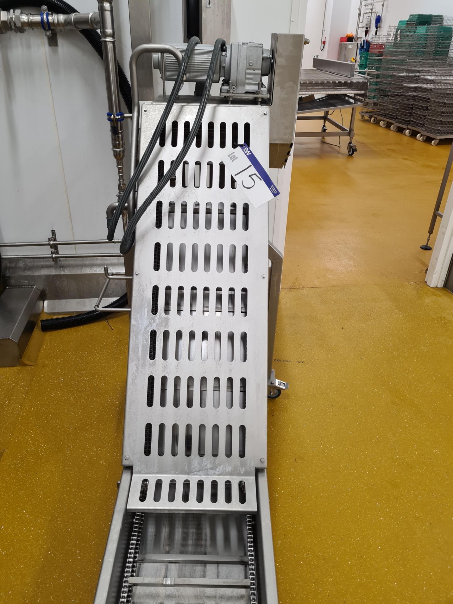 Part Inclined Stainless Steel Conveyor, approx. 320mm wide on bars, 1.3m long on flat, 1.2m long - Image 3 of 3