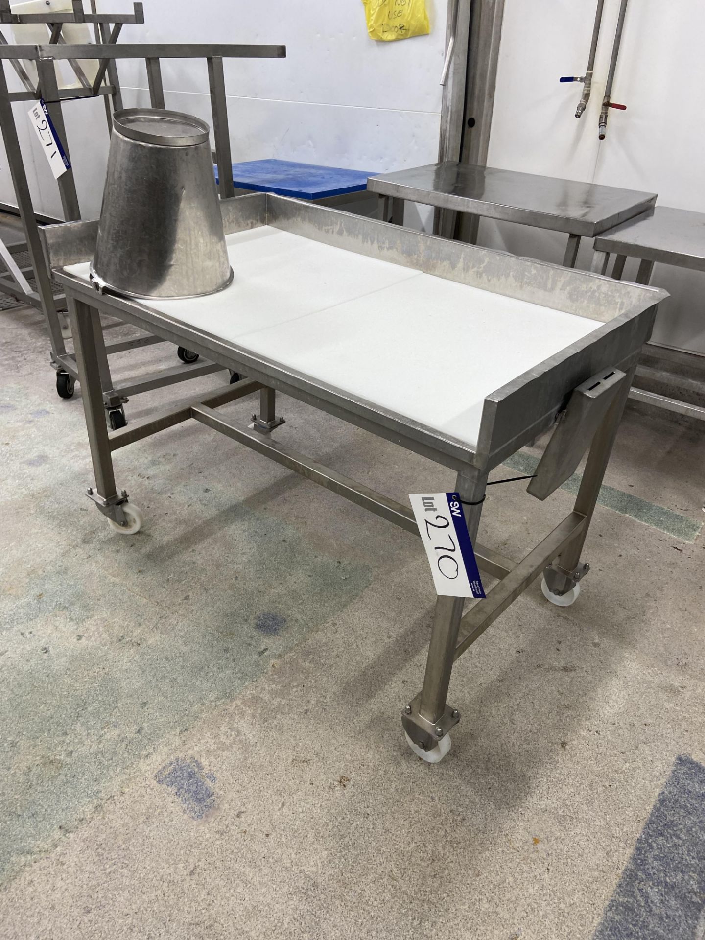 Mobile Stainless Steel Framed Bench, approx. 1.25m x 750mmPlease read the following important