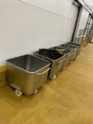 Five Stainless Steel DOLAVs, each approx. 680mm x 660mm x 500mm deep, with one lidPlease read the