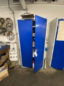 Double Door Steel Cabinet, with contents including wire brushes, files, cable and tool boxesPlease