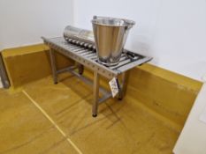 Stainless Steel Roller Conveyor Table, approx. 1.23m x 460mm wide on rollersPlease read the