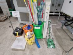 Quantity of Mop Handles, Scrappers, Shovels, Wire Brushes, etc