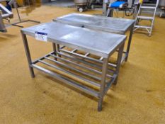 Two Stainless Steel Benches, one x 1.3m wide and one x 1.33m widePlease read the following important