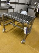 Mobile Stainless Steel Gravity Rolling Conveyor/ Table, approx. 1m x 600mm wide on rollsPlease