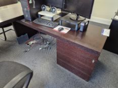 Oak 4 Drawer Pedestal Desk and Fabric Backed Swivel Armchair