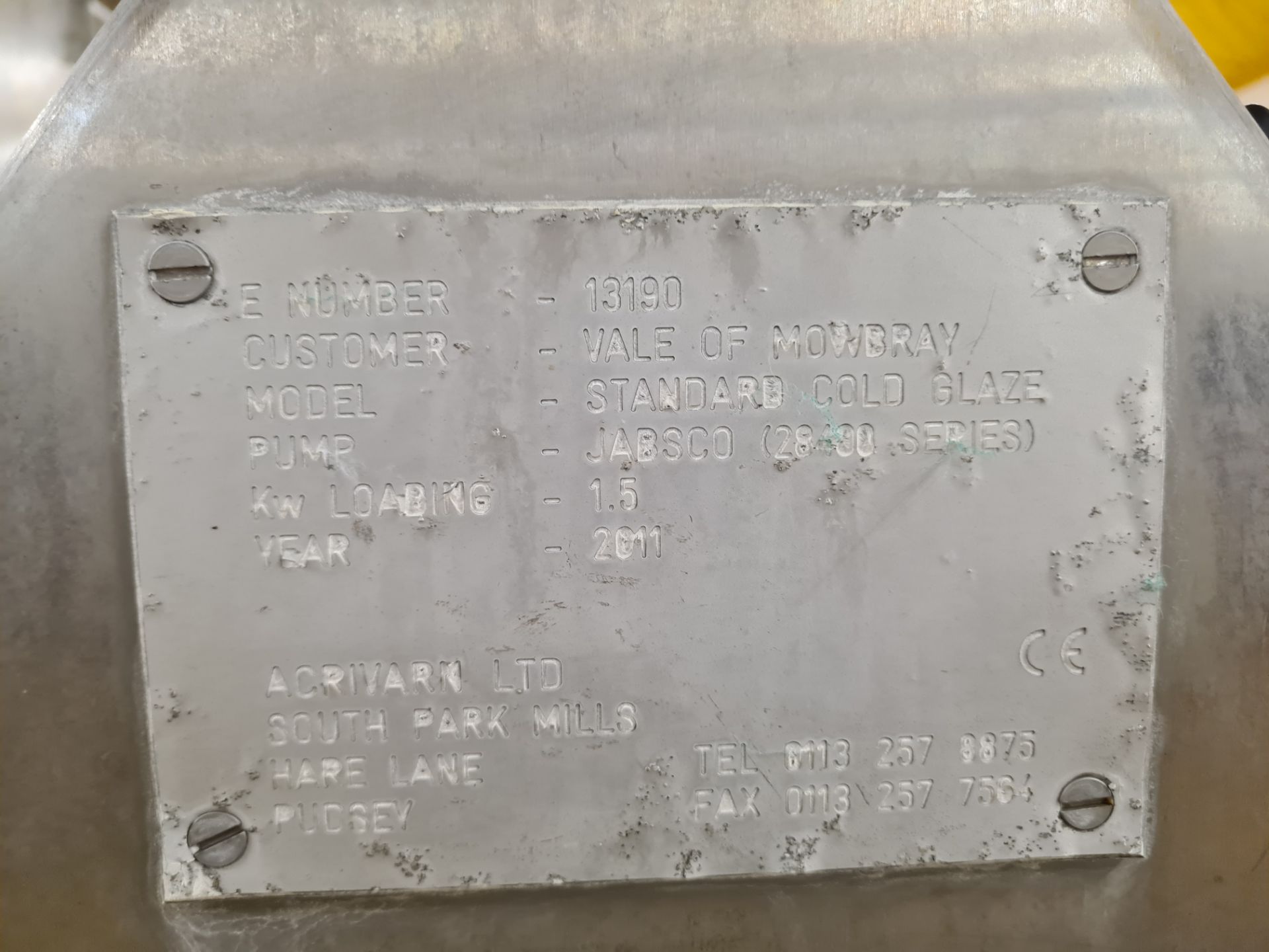 Acrivarn STAINLESS STEEL STANDARD COLD GLAZER, serial no. 13190, year of manufacture 2011Please read - Image 5 of 5