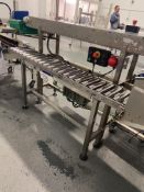Stainless Steel Gravity Roller Conveyor, approx. 1.6m x 240mm wide on rollsPlease read the following