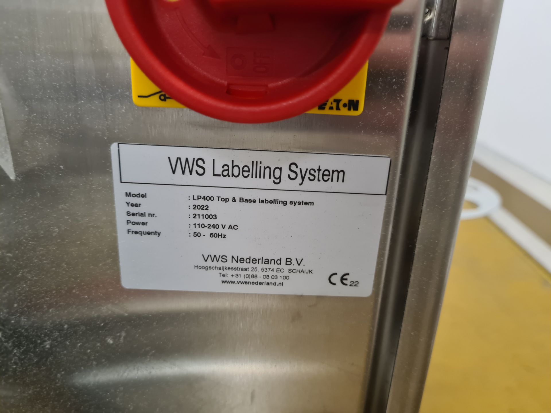 VWS LP400 Top & Base Labelling System, serial no. 211003, year of manufacture 2022 (VOM391)Please - Image 3 of 3