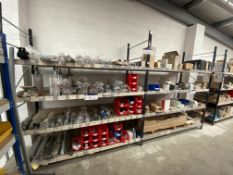 Four Bay Four Tier Steel Stock Rack, each bay approx. 2.2m x 900mm x 2.4m high (contents