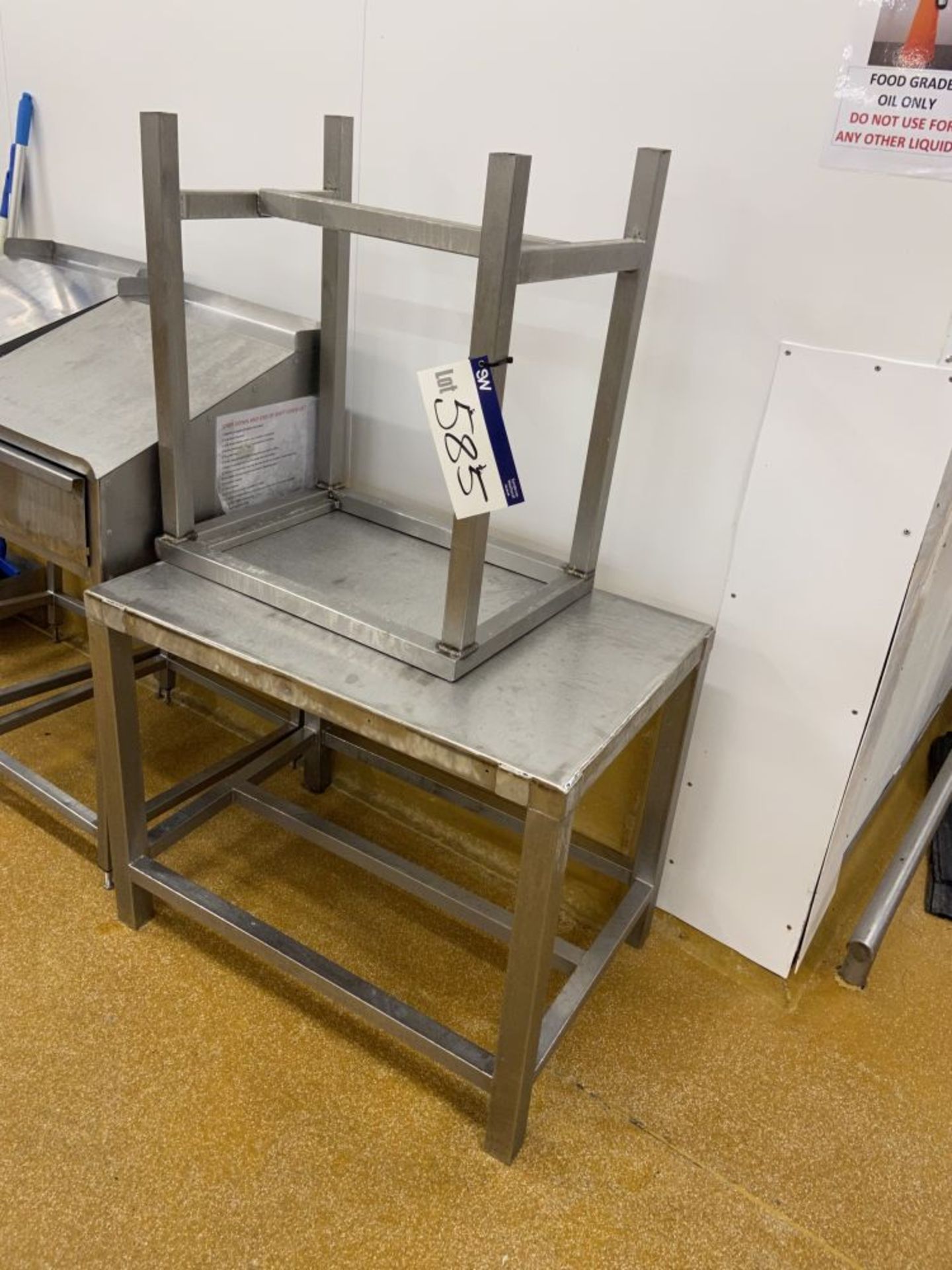 Two Stainless Steel Benches, one approx. 900mm x 600mm and one approx. 660mm x 460mmPlease read