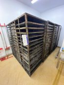 12 Stainless Steel Tray Trollies, with a quantity of stainless steel baking casingsPlease read the