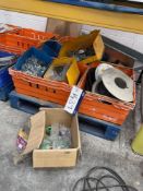 Assorted Fastenings & Fittings, as set out on pallet, including cable, hose, brackets, springsPlease