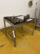 Stainless Steel Bench, approx. 1.07m x 800mm, with baking casesPlease read the following important
