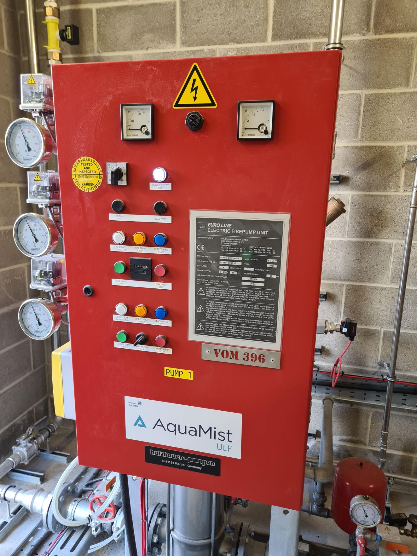 Johnson Control AQUAMIST ULF ELECTRIC FIRE PUMP EQUIPMENT & CONTROL (left hand side of room), with - Image 4 of 11