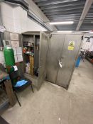 Two Stainless Steel Double Door Cabinets, with contents including mainly sprays and adhesivePlease