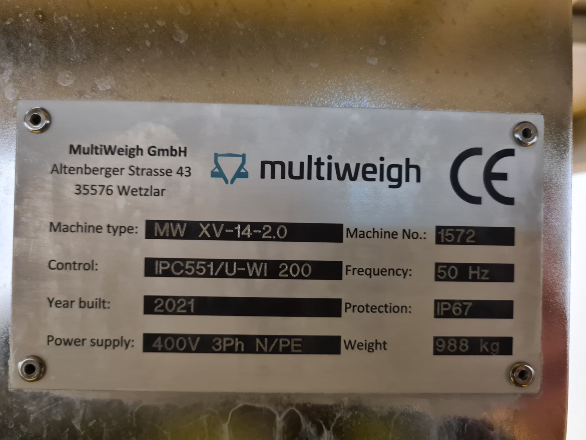 Multiweigh MW XV-14-2.0 STAINLESS STEEL 14 HEAD MULTIWEIGHER, serial no. 1572, year of manufacture - Image 9 of 9