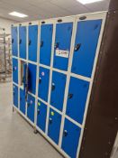 Twelve 3 Light Blue Door Metal Personal Lockers