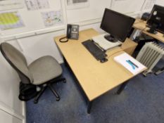 Contents to Office, including Light Oak Veneered Cantilever Desk, Light Oak Veneered Table, Light