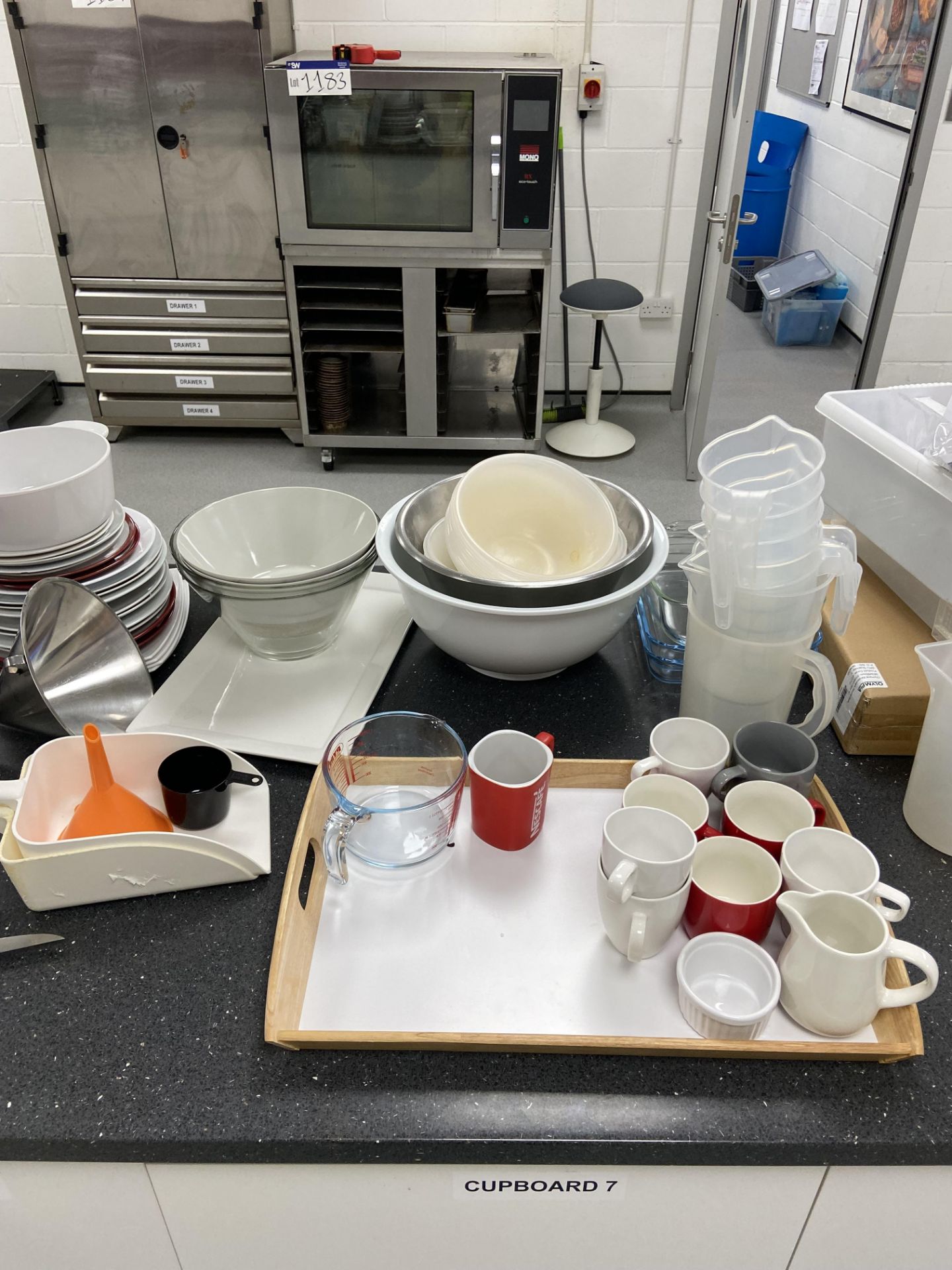 Assorted Kitchen Equipment, including measuring jugs, bowls, cooking utensils, trays and - Image 3 of 4