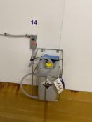 Wire Mesh Stainless Steel Wall Mounted Drum Stand, with Dema Pro-Fill 1 chemical dispenser