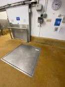 Stainless Steel Weighing Platform, approx. 1.5m x 1.5m, with Avery Weigh-tronix digital read out (