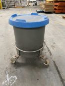 Single Metal Trolley, with grey tub and blue lid,