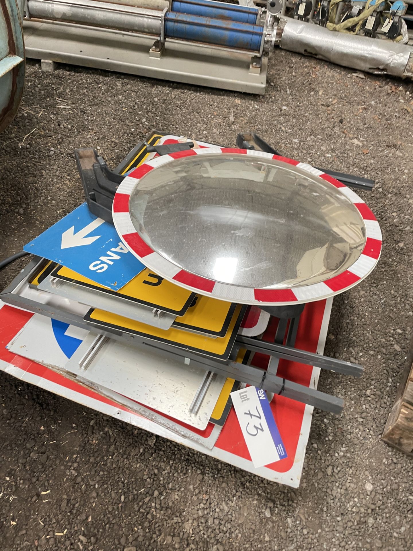 Assorted Road Signs & Frames, with convex mirror o