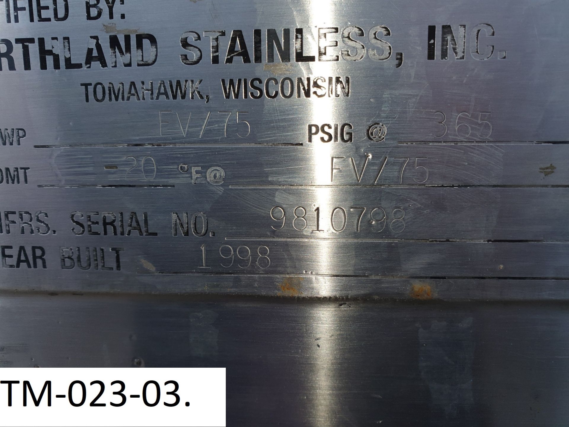 Northland Stainless Steel 1000L Bottom Agitated Ve - Image 4 of 4