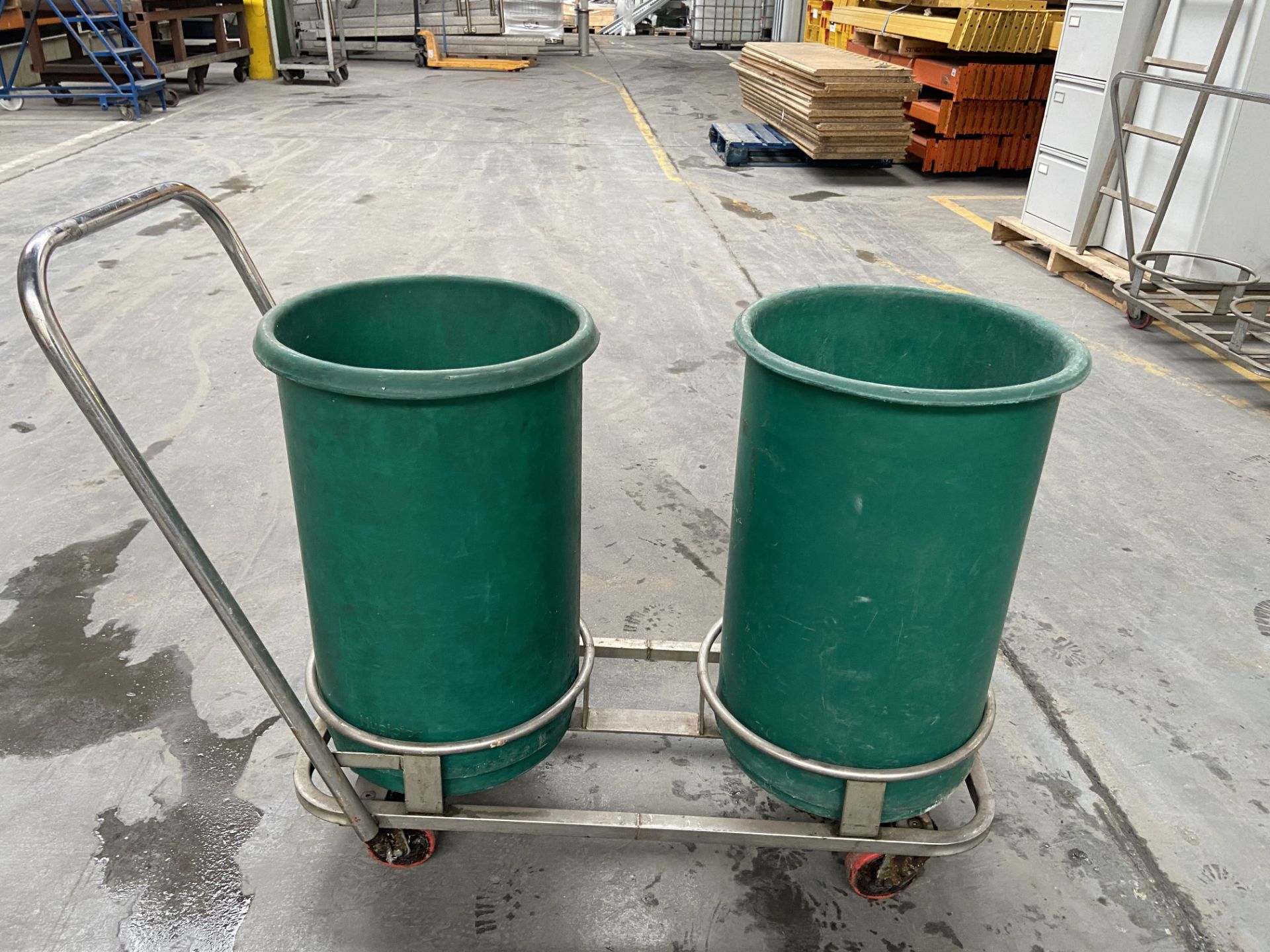 Two Tub Trolley, with tubs and lids - one frozen w
