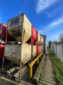 (SRL) 14 STEEL HOPPER BOTTOMED TOTE BINS, each with hand operated discharge slide, fork lifting