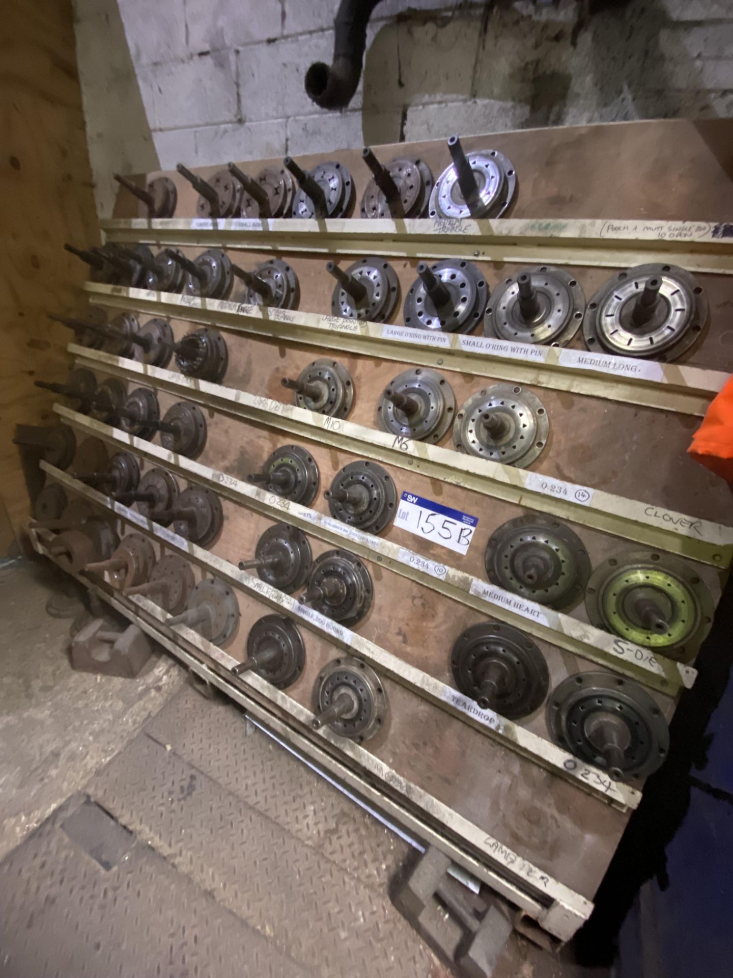 (AG-ENG) ASSORTED EXTRUDER FACE KNIVES, as set out on two racks and floor (in boiler house