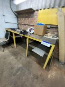 (KDM) Steel Bench, 2.44m wide, with engineers bench vice (located Ringstead Mill, NN14 4BX)Please