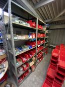 (SRL) CONTENTS OF THREE BAYS OF RACKING, comprising mainly bearings, with plastic stacking boxes (