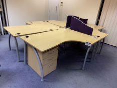 Four Desks, with acoustic screens as fitted and three multi-drawer pedestalsPlease read the