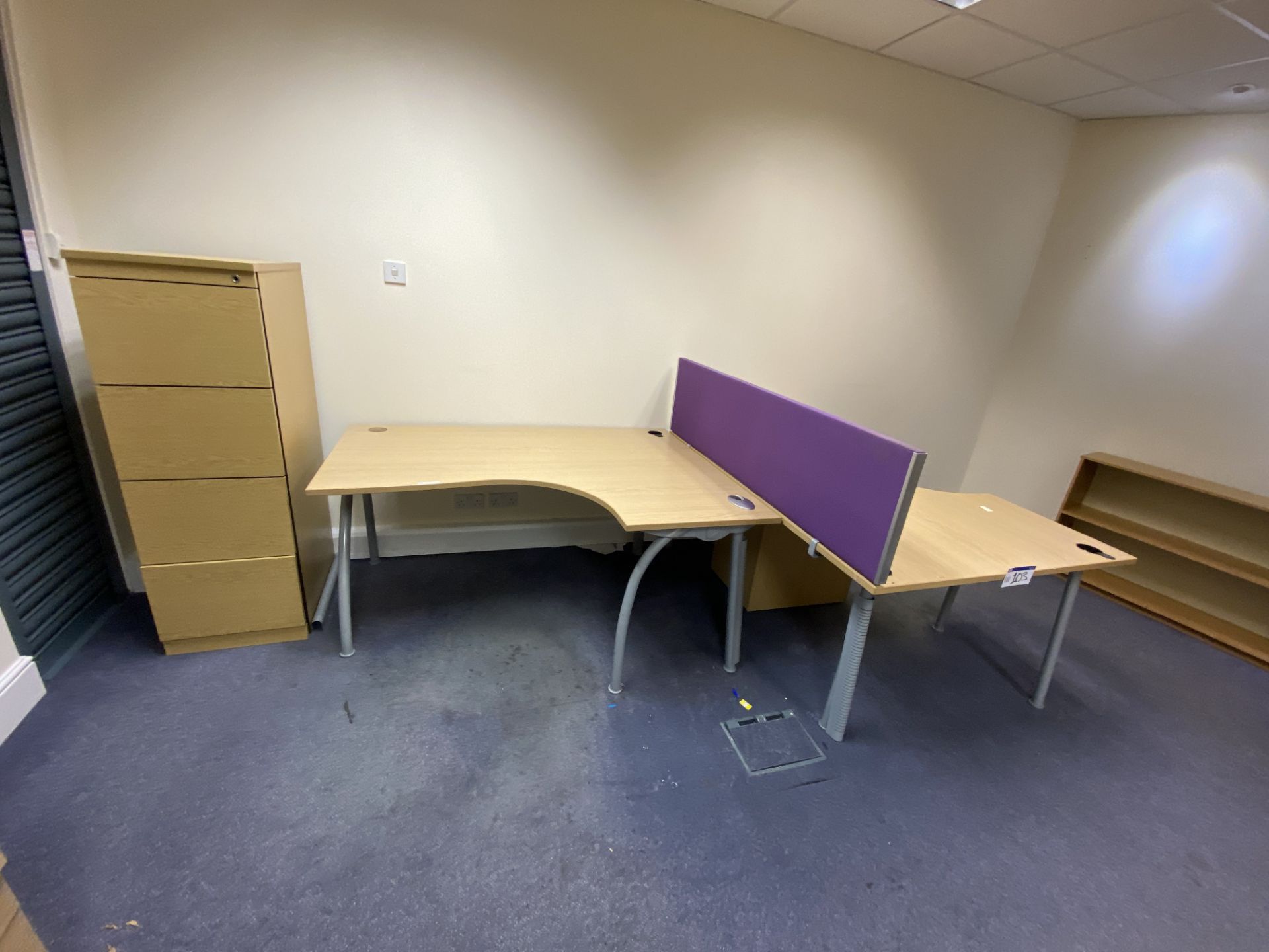 Two Desks, with four drawer filing cabinet, acoustic screen and multi-drawer pedestalPlease read the - Image 2 of 2